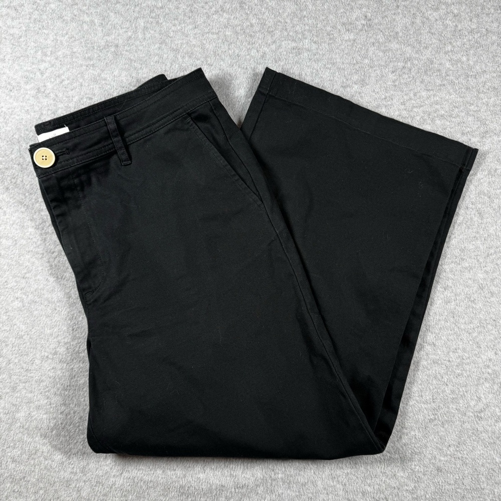 J. Jill Wide‎ Leg Pants Women's Marine Canvas Stretch Cotton Black Size 10